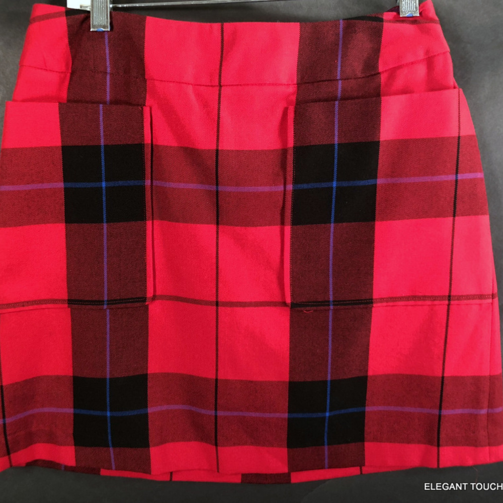 Bianca Nygård Plaid Skort 6 Straight Red Black Above Knee Lined Casual Office